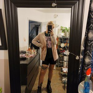 Oversized Baby Pink Velvet Blazer